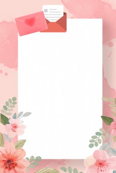 粉色花朵信封背景