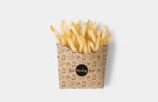 食品包装示图食品薯条包装袋模板展示贴图样机