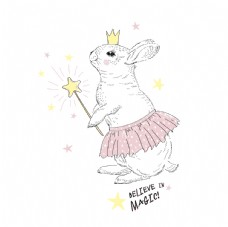 可爱小仙子可爱小兔子仙女棒图案设计