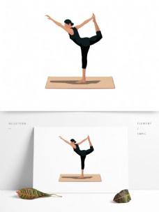手绘瑜珈运动女孩免抠元素