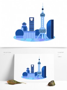 上海城市城市剪影上海印象