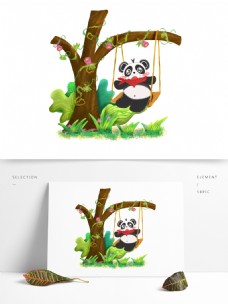 珍惜动物可爱卡通大熊猫原创手绘设计元素