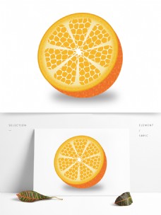 成熟水果的金黄色切开的半边橙子矢量元素