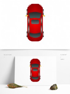 简约手绘红色汽车透明素材