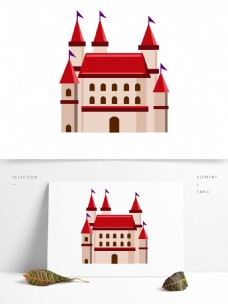 手绘欧式卡通梦幻城堡建筑小清新元素