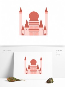 手绘欧式卡通梦幻城堡建筑粉色小清新元素