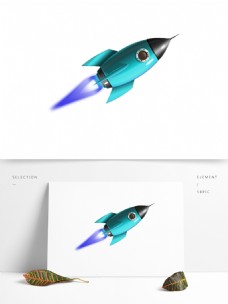 蓝色卡通火箭素材