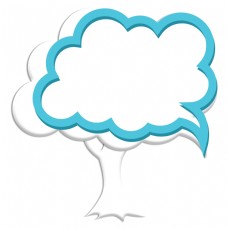 思考气泡框彩色气泡框天蓝色树剪影PNG素材