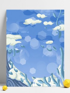 手绘蓝色春季主题背景设计
