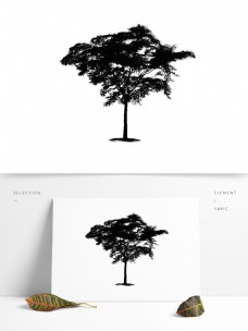 树剪影简约黑白植物