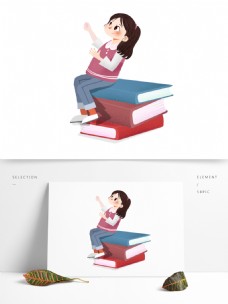 可爱小女孩与书本
