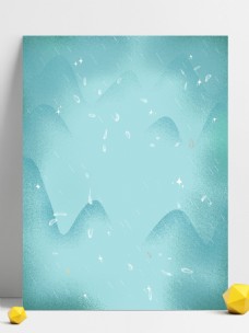 雪山手绘山峰蓝色背景素材