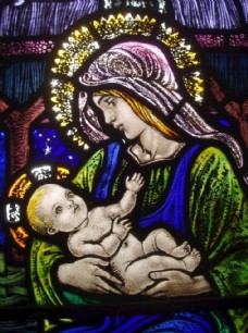 圣教教堂玻璃彩绘玻璃圣母玛利