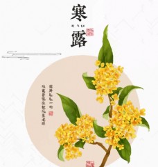 春季背景手绘中式节日寒露背景