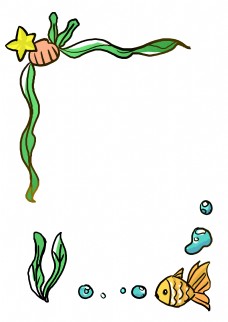 卡通小鱼水草边框