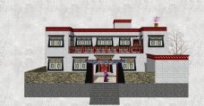 草图大师藏式民居建筑样式