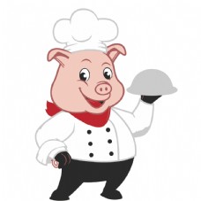 猪矢量素材卡通猪厨师