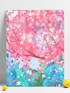 日本设计手绘春季日本樱花背景设计
