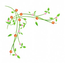 装饰画绿色的花藤装饰插画