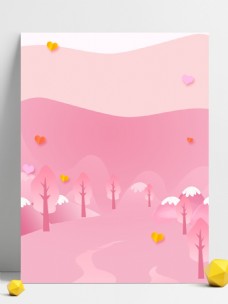 关爱自闭症粉色树林插画背景