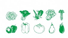 果蔬蔬菜矢量线条