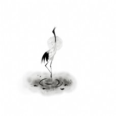 清明节黑白色系气水墨静默仙鹤手绘图