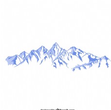 设计素材手绘蓝色雪山设计矢量素材