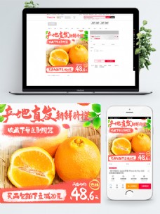 电商主图清新中国风水果橙子新鲜脐橙