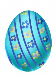 复活节蓝色花朵彩蛋插画