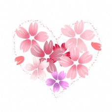 心形的樱花花束插画