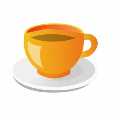 咖啡杯精致的黄色茶杯插画