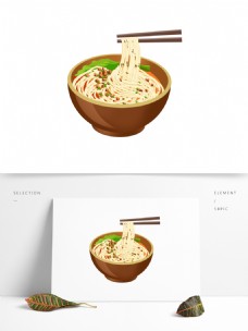 美食素材美食面条碗热食矢量手绘卡通设计餐饮素材