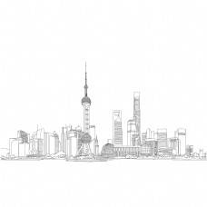上海建筑上海东方明珠线描建筑