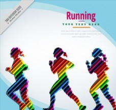 3款彩色跑步女子剪影