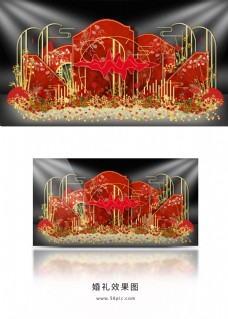 红色中式婚礼效果图设计