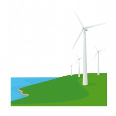 电力风力发电风车插画