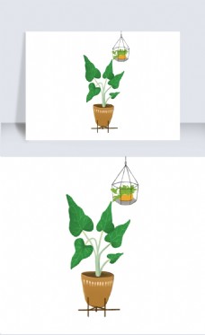 室内植物2019年清新绿色室内装饰植物插画