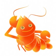 侧卧的拟人龙虾插画