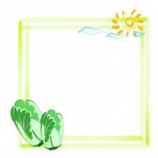 绿色蔬菜立体方形白菜边框