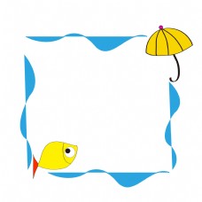 小鱼花边边框插画