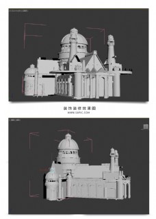 城堡素模城堡白模3D