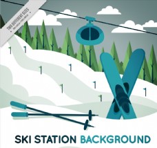 度假创意滑雪场滑雪缆车风景