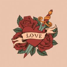 字体玫瑰花宝剑个性图案设计