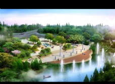 喷泉设计广场景观效果图