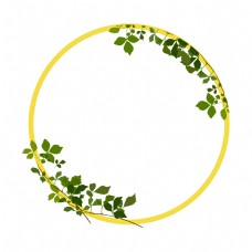 形色边框黄色圆形植物边框