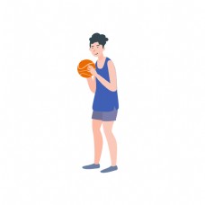 篮球运动扁平运动男孩打篮球