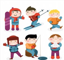 6款冬季运动男孩情景设计