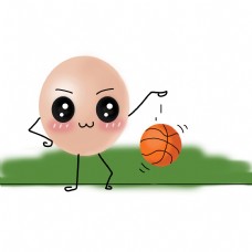 汤圆打篮球手绘设计元素