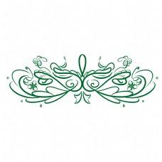 绿色的欧式花纹插画
