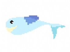 蓝色鲸鱼像素画插图